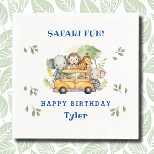 Fun Jungle Animals Kids Safari Birthday Party Napkin