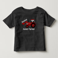 Fun "Junior Farmer" and "Name" Red Loader Tractor