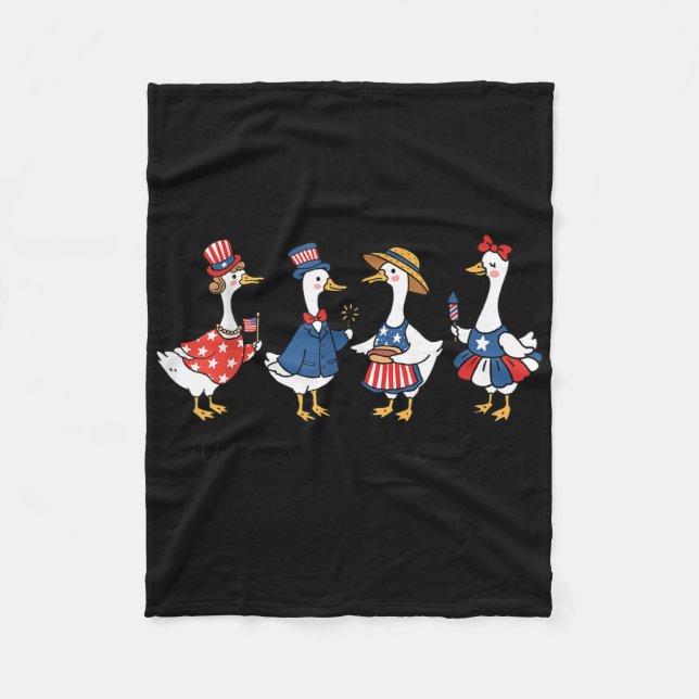 Fun Just A Silly Goose 4th Of July Silly Goose Pat Fleece Blanket (Front)