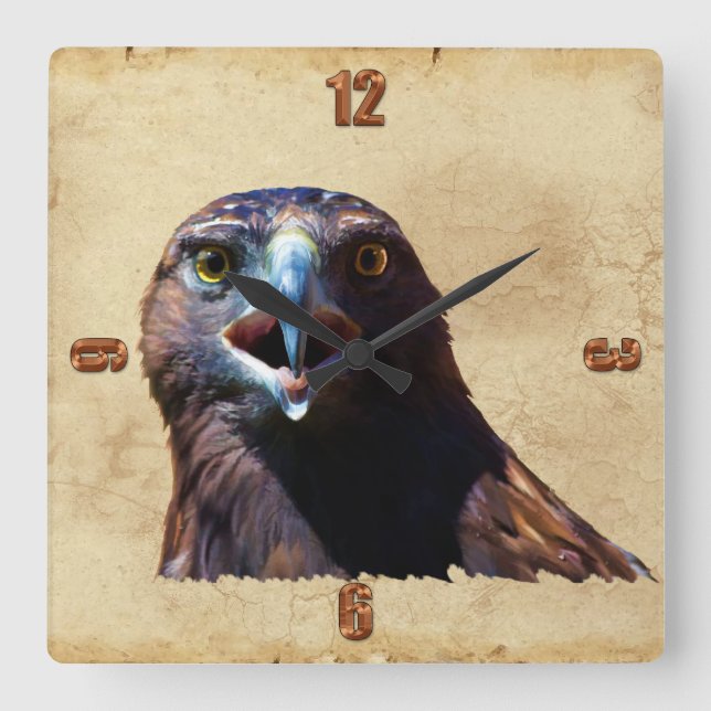 Fun Juvenile Bald Eagle Bad Attitude Wildlife Square Wall Clock (Front)