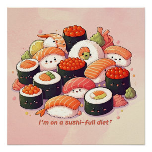Fun Kawaii Sushi  Poster