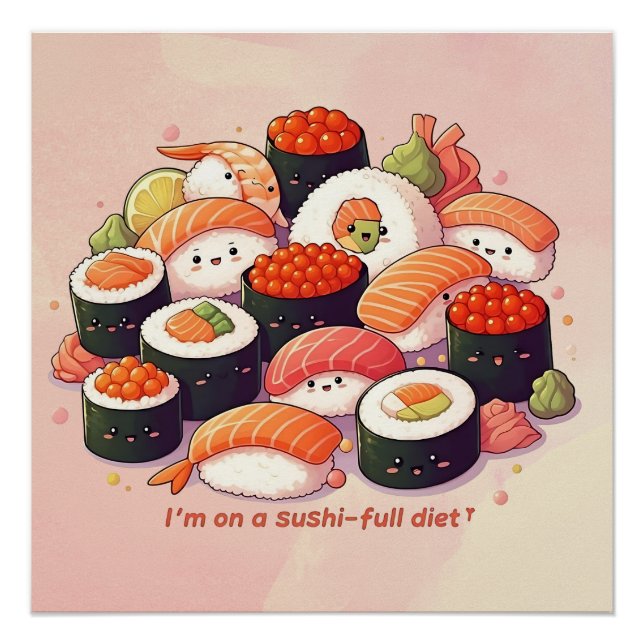 Fun Kawaii Sushi  Poster (Front)