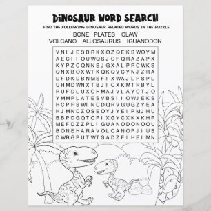 Fun Kids Activity Dinosaur Puzzle Word Search