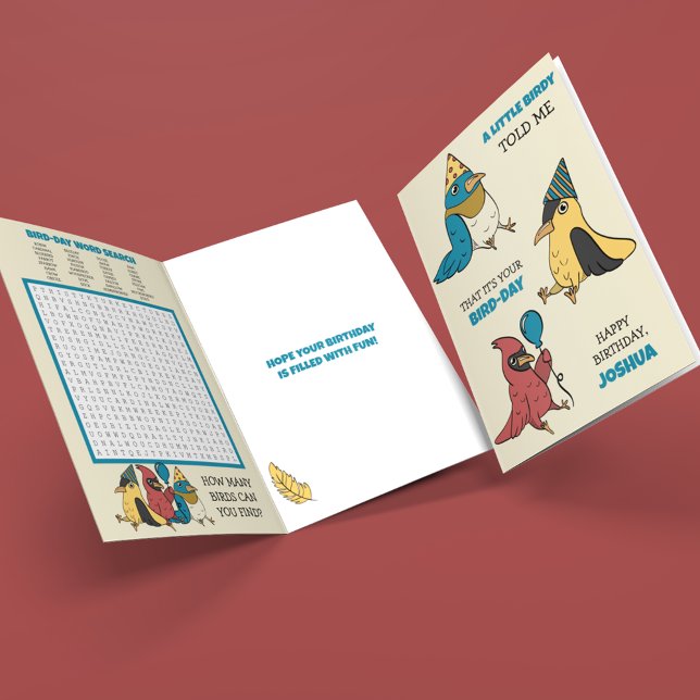 Fun Kids Bird-Themed Birthday Card with Games (Creator Uploaded)