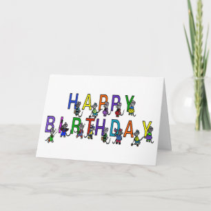 fun kid's birthday mice in bright colours card