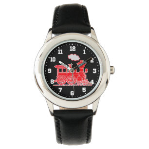 Fun kids black and red train wrist watch
