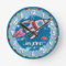 Fun kids boys rocket space blue aqua wall clock