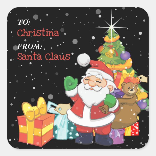Fun Kids Christmas Personalized Gift Square Sticker (Front)