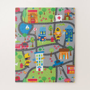Fun kids city town map jigsaw puzzle