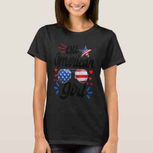 Fun Kids Girl All American Girls Patriotic July 4t T-Shirt