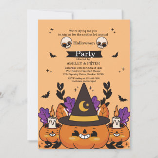 Fun Kids Halloween Party Ghost Pumpkin Invitation
