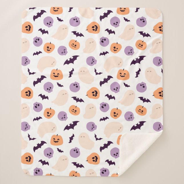 Fun Kids Halloween Pattern Sherpa Blanket (Front)