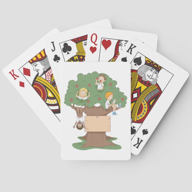 Fun Kids Playing in Apple Tree  Playing Cards (Back)