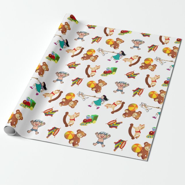 Fun Kids Playing  Wrapping Paper (Unrolled)