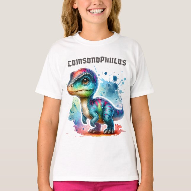 Fun Kids' T-Shirt with Colourful Dinosaur Design (Front)