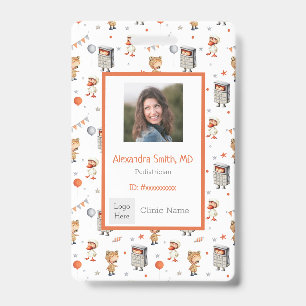 Fun Kids with Costumes Pattern Pediatrician ID Badge