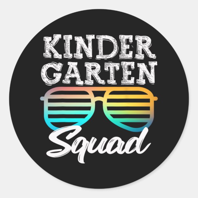 Fun Kindergarten Squad Sunglasses Fun Kids Back To Classic Round Sticker (Front)