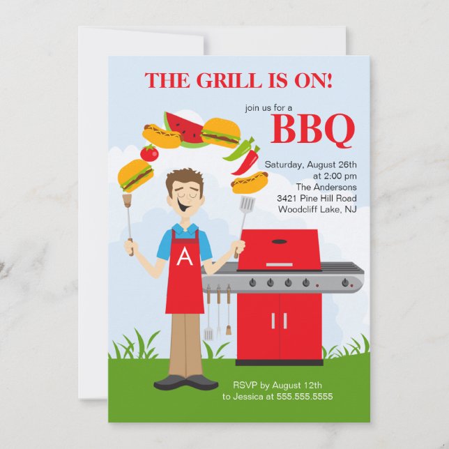 Fun King of the Grill Barbecue Party invitation (Front)