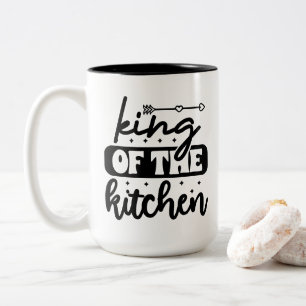Fun kitchen King word art Two-Tone Coffee Mug