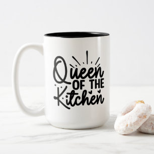 Fun kitchen Queen word art  Two-Tone Coffee Mug