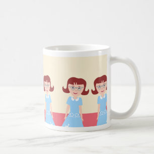 Fun Kitschy Fifties Gal Cute Retro Illustration Coffee Mug