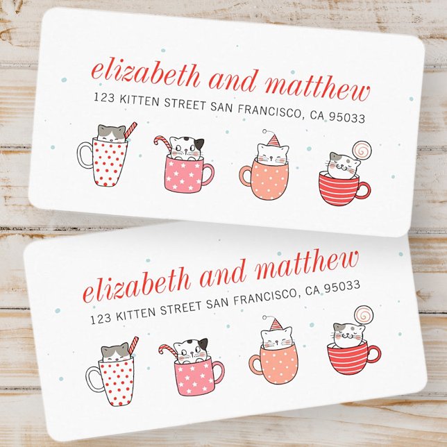Fun Kitty Cat Party Holiday Party Invitation Label (Creator Uploaded)