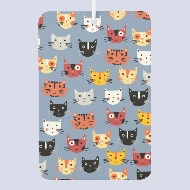 Fun Kitty Cat Pattern Blue Air Freshener (Fun kitty cat pattern car or vehicle air freshener)
