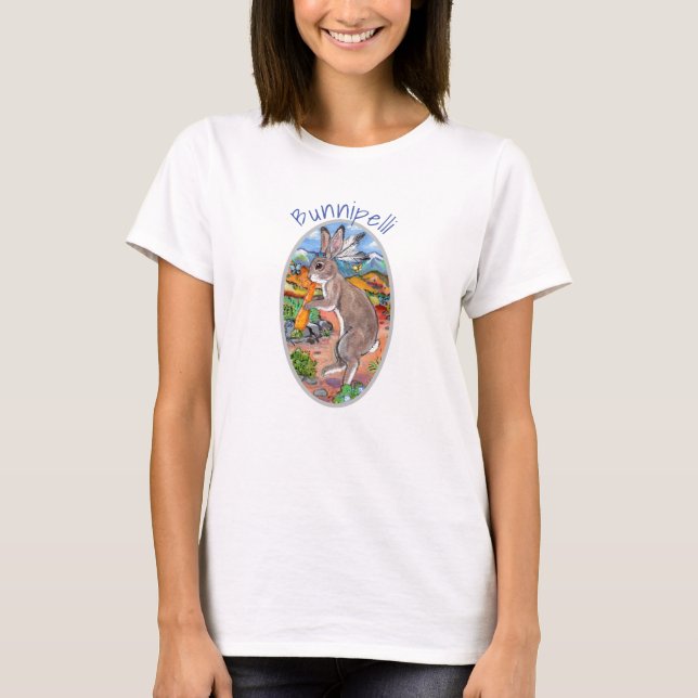 Fun Kokopelli Rabbit Southwest Animal Colourful Ar T-Shirt (Front)