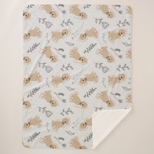 Fun Labradoodle Hand Drawn Sherpa Blanket