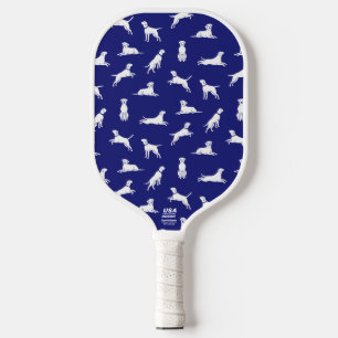 Fun Labrador Retriever Lab Dog Custom Text Blue Pickleball Paddle