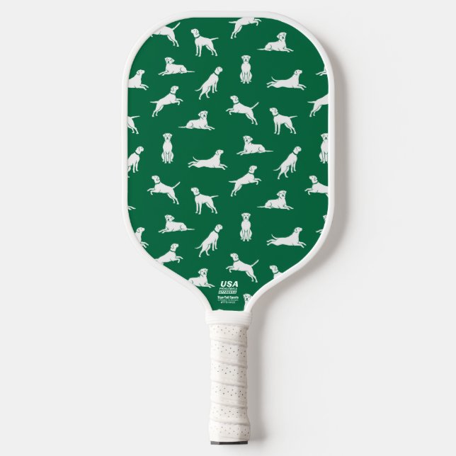 Fun Labrador Retriever Lab Dog Custom Text Green Pickleball Paddle (Front)