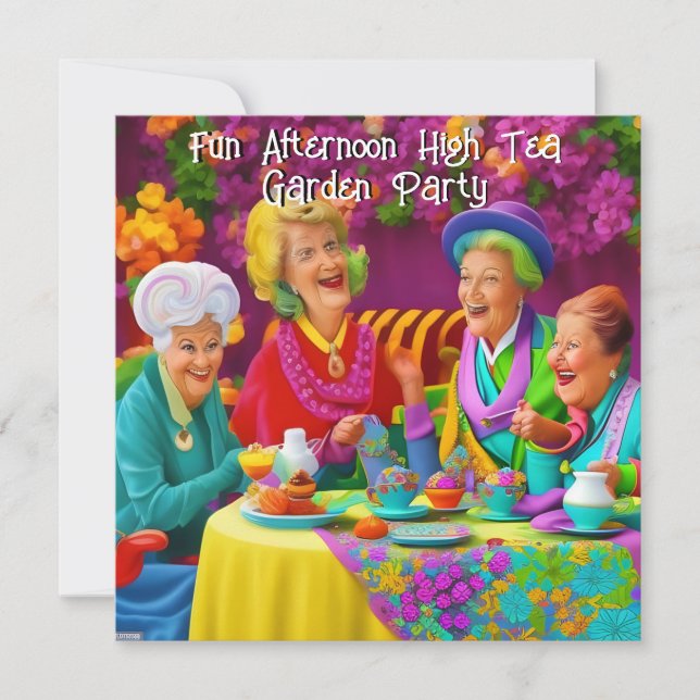 Fun Ladies Afternoon High Tea Garden Party 3 Invitation (Front)