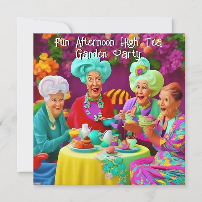 Fun Ladies Afternoon High Tea Garden Party 4 Invitation (Front)