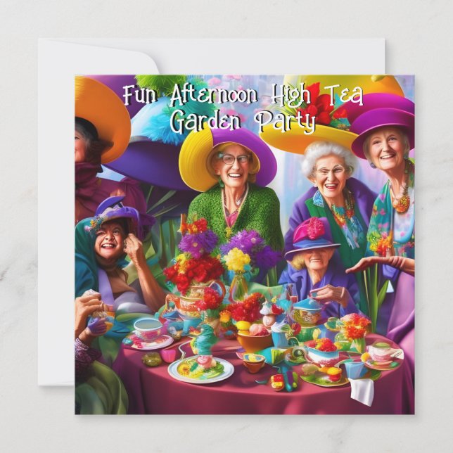 Fun Ladies Afternoon High Tea Garden Party Invitation (Front)