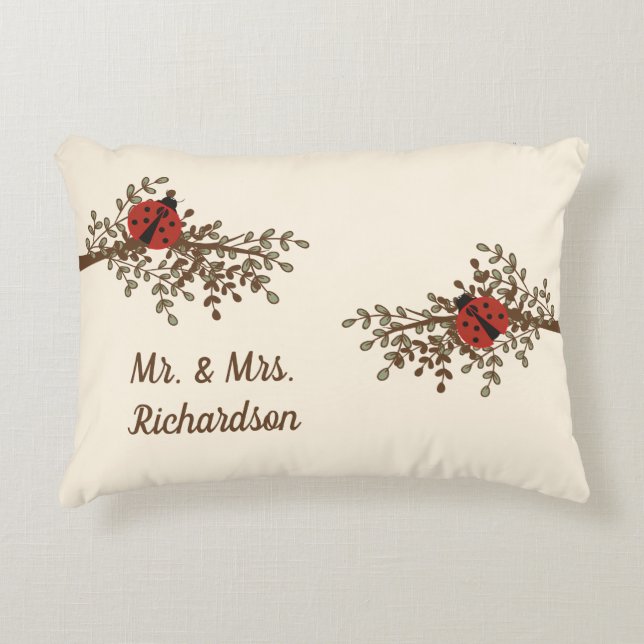 Fun Ladybug Design Accent Pillow (Front)