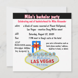 Fun Las Vegas Bachelor Party Invitation