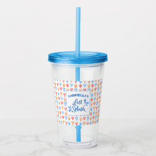 Fun "Last Splash" Theme Personalized Bachelorette Acrylic Tumbler