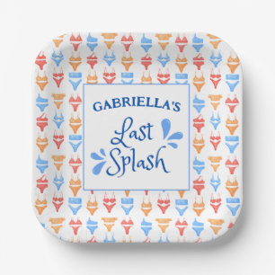 Fun "Last Splash" Theme Personalized Bachelorette Paper Plate