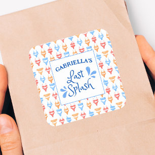 Fun "Last Splash" Theme Personalized Bachelorette Square Sticker