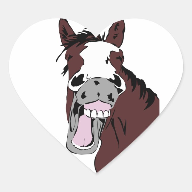 Fun Laughing Horse Head Logo Heart Sticker (Front)