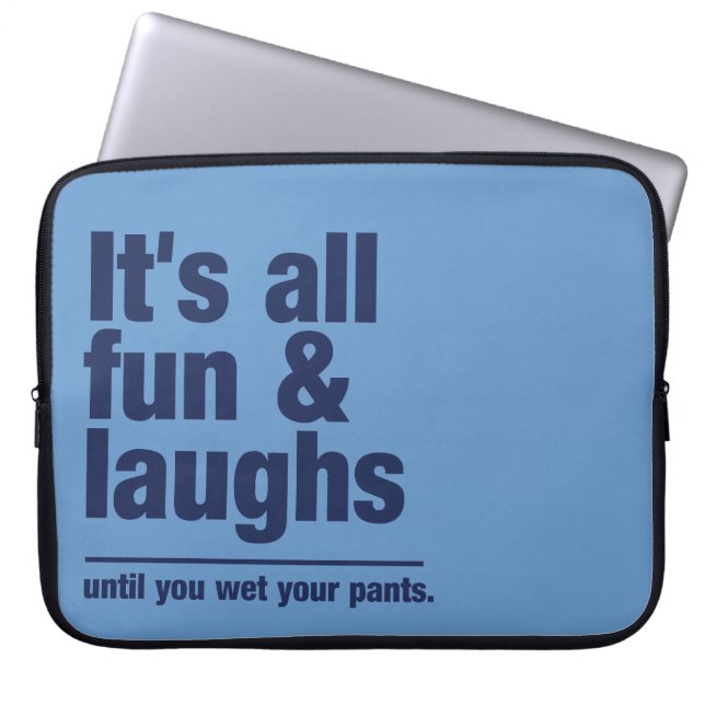 FUN & LAUGHS custom colour laptop sleeve (Front)