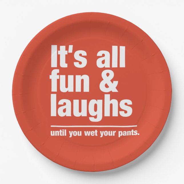 FUN & LAUGHS custom colour paper plates (Front)