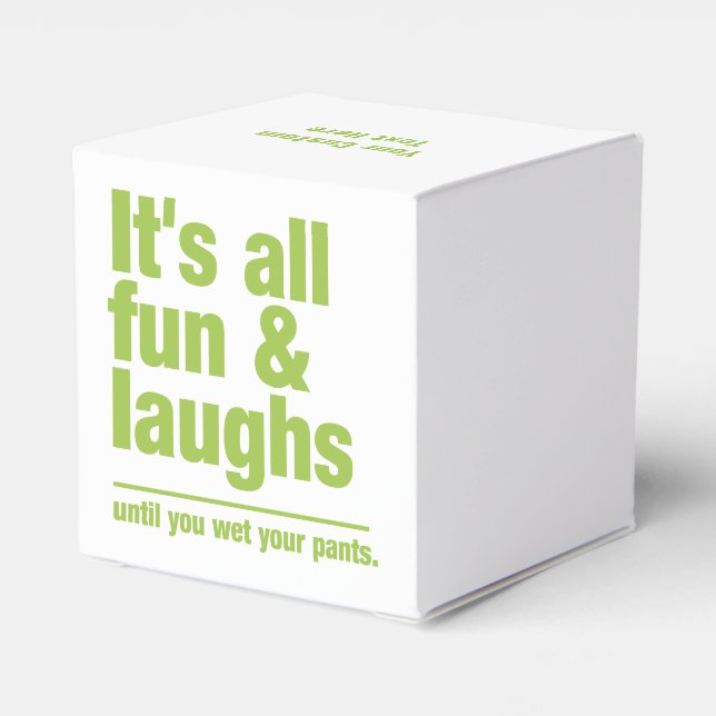 FUN & LAUGHS custom favour box (Back Side)