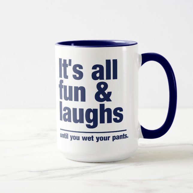 FUN & LAUGHS mug - choose style & colour (Right)