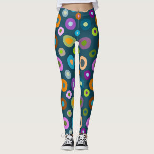 Fun leggings all over colourful dots on dark blue