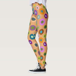 Fun leggings all over colourful dots on orange