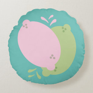 Fun Lemon and Lime Fresh Squeezable Citrus Round Pillow