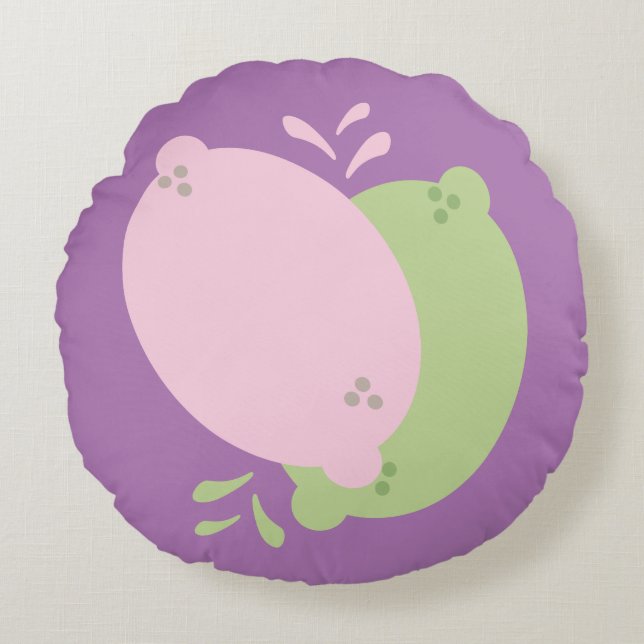 Fun Lemon and Lime Fresh Squeezable Citrus Round Pillow (Front)