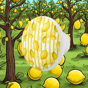 Fun lemon fruit stripe pattern kitchen knob