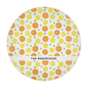 Fun Lemon, Orange, and Grape Fruit Personalized Cutting Board
